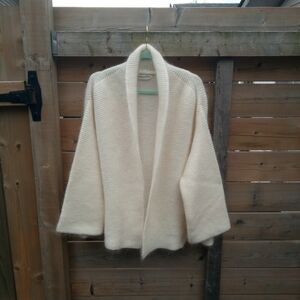 Quiet Luxury Elegant Cream Open-Front Sweater/Cardigan